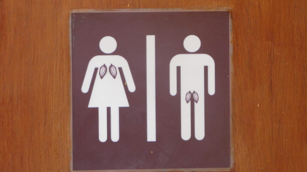 Sign on Restroom at Chocolate Store