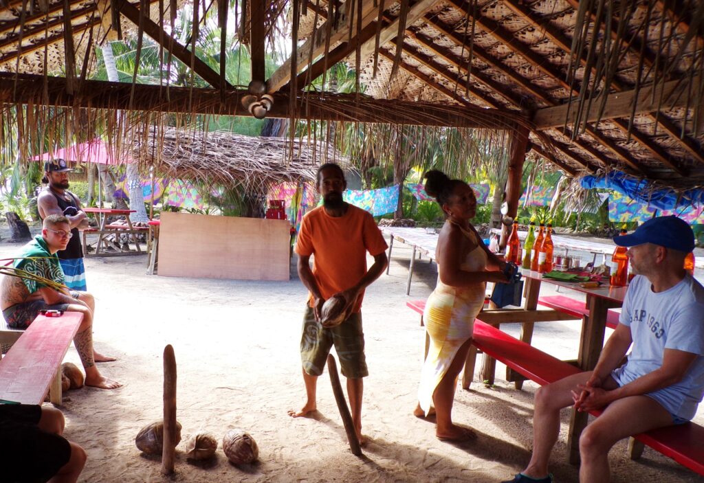 Husking Lesson on Bora Bora