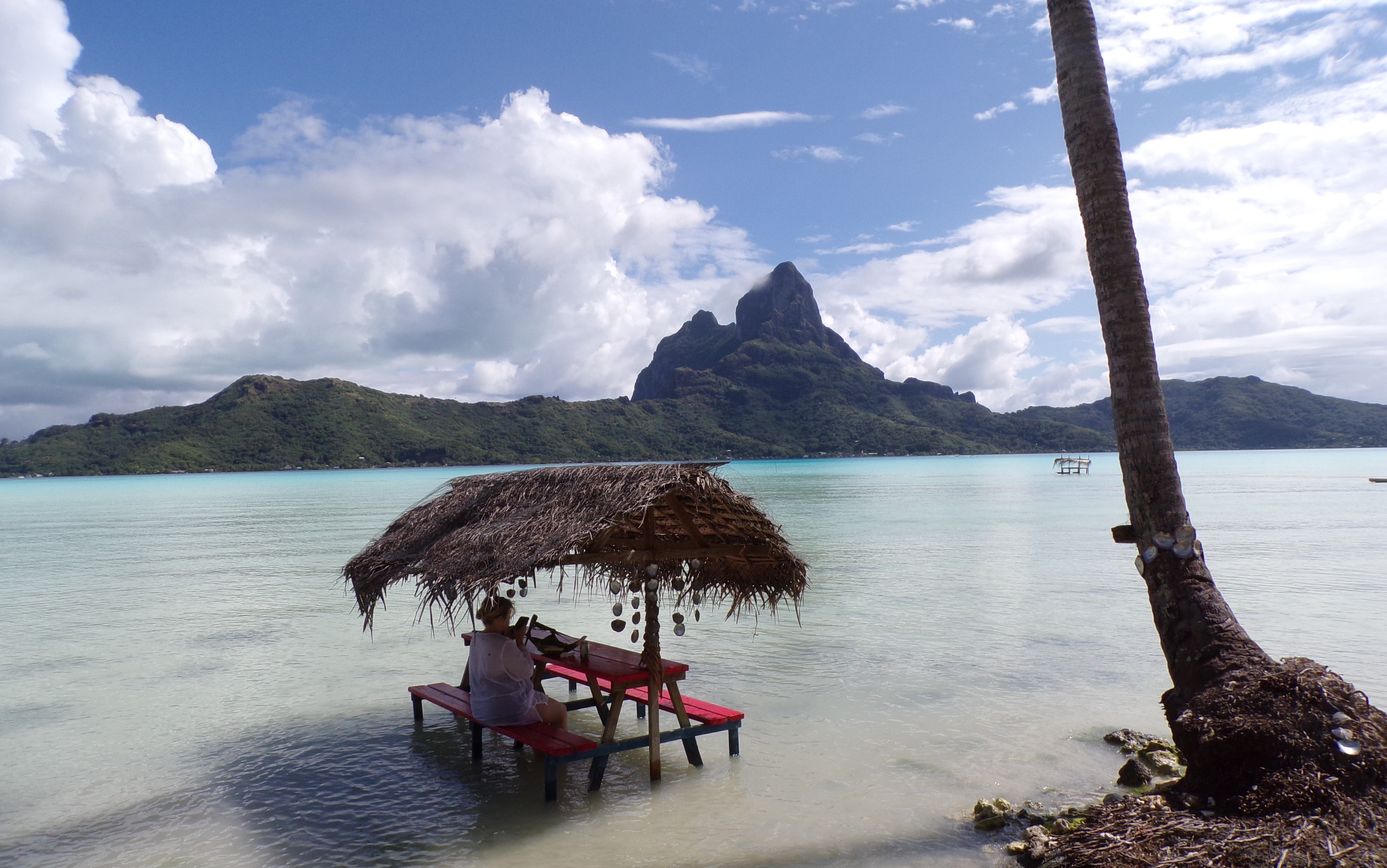 picnic table in the water