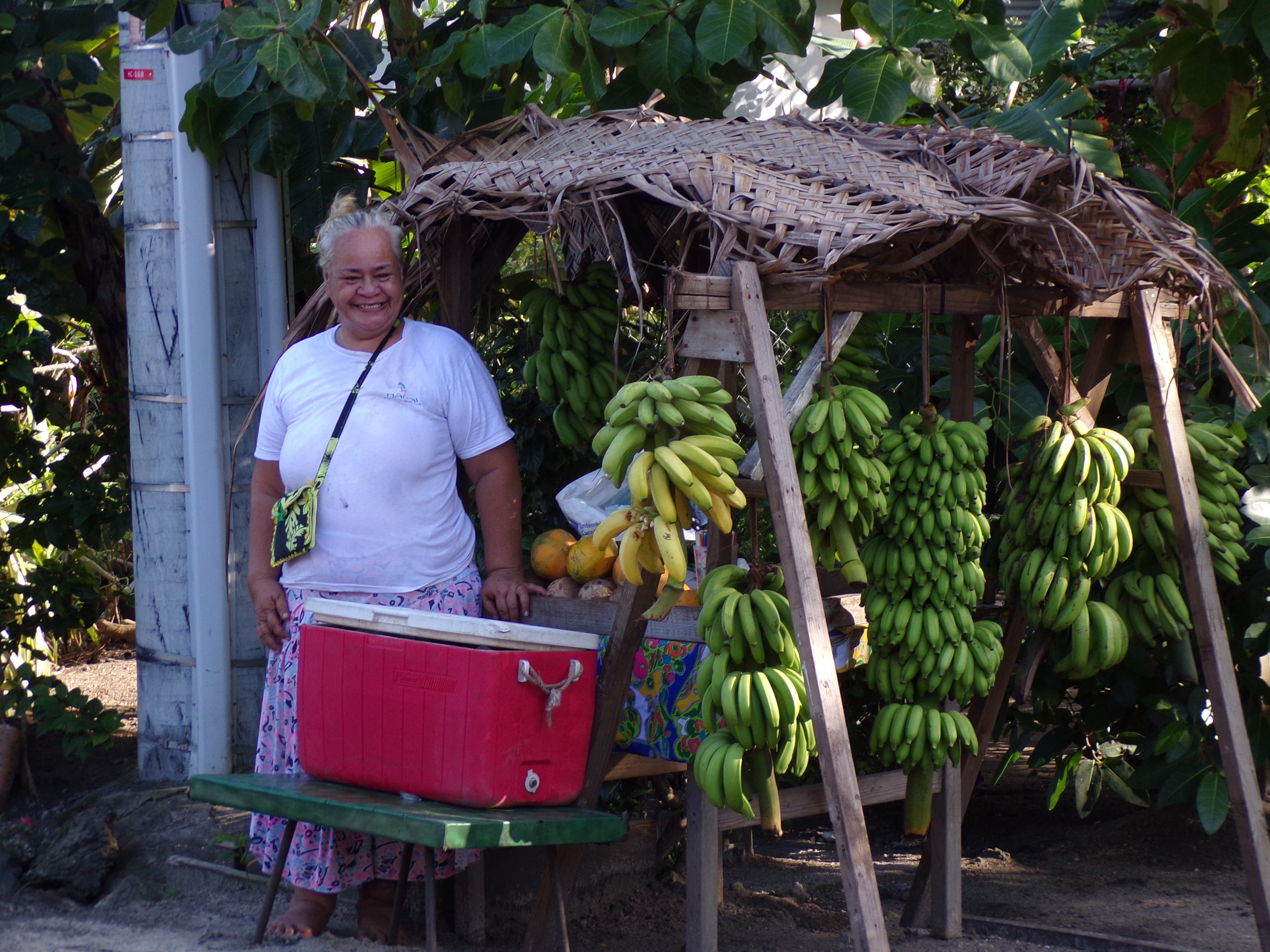 Woman selling bananas on Bora Bora