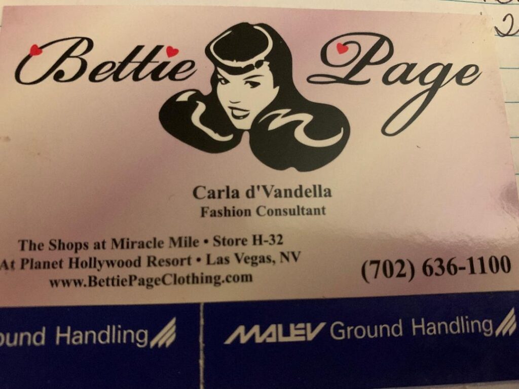 Bettie Page Business Card