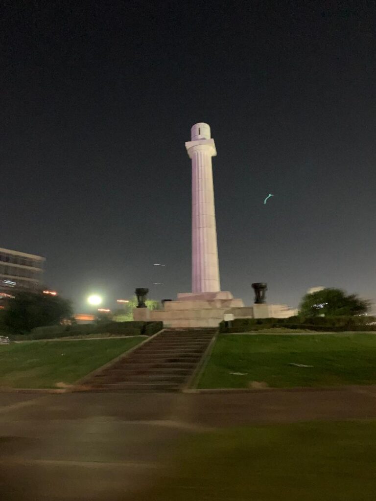 Lee's missing statue at night