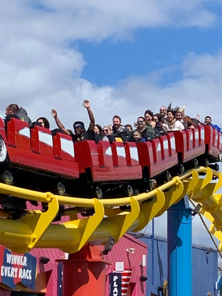 Moe on a roller coaster in California