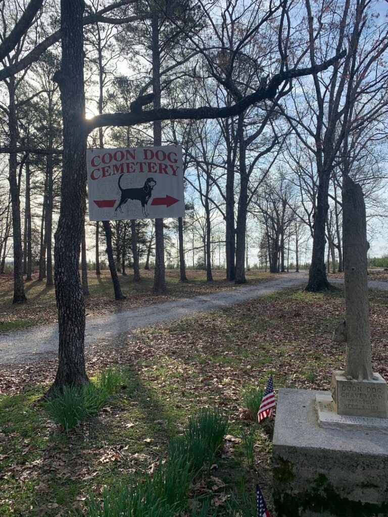 Coonhound Cemetery Sign in Alabama
