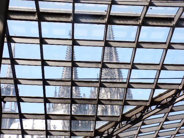 Cathedral through roof of train station