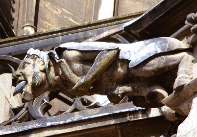 Gargoyle sticking tongue out.