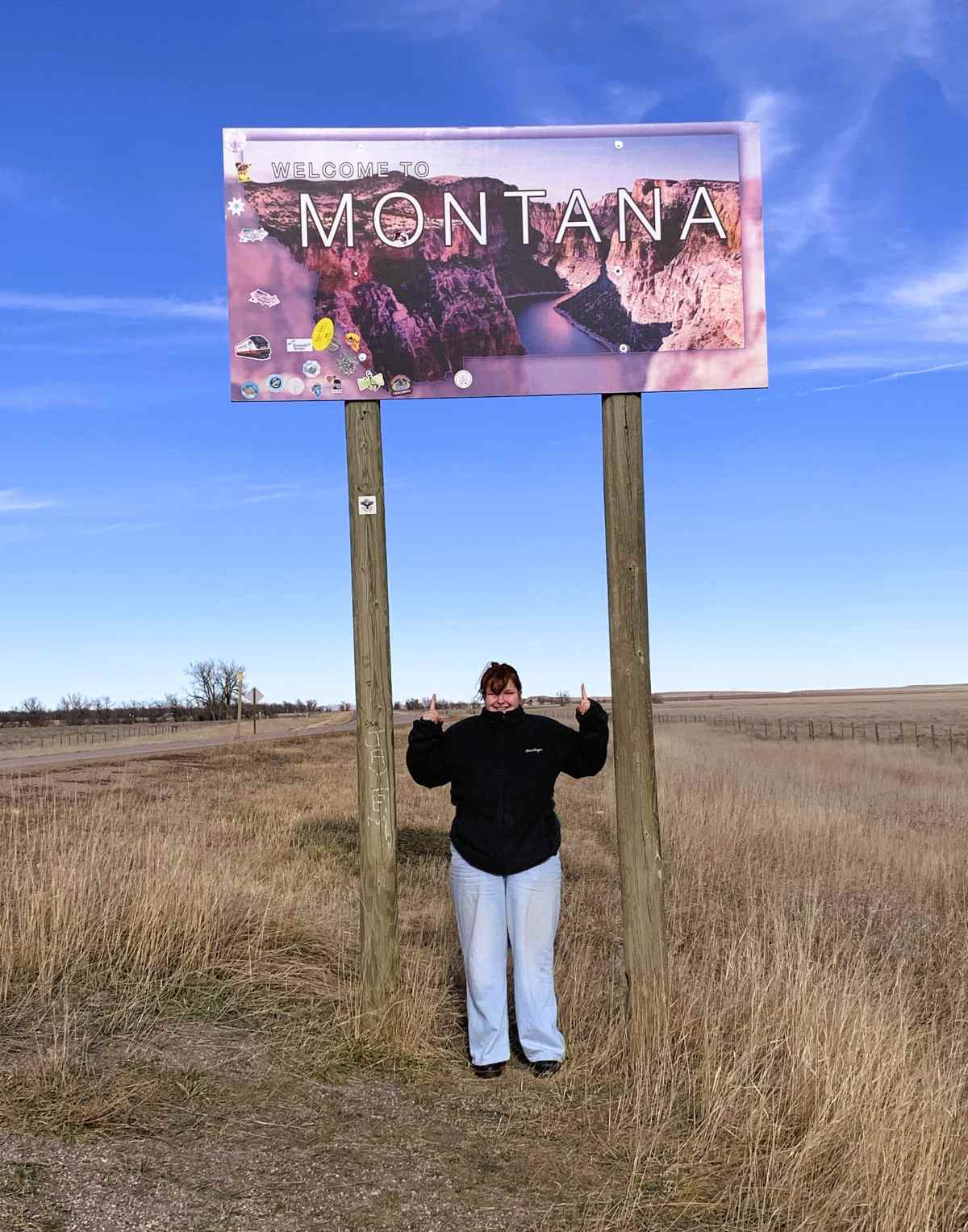 Montana sign with Maureen